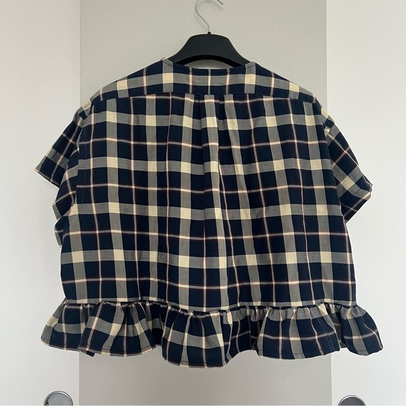 Reworked Ralph Lauren Coquette Plaid Dark Academia Ruffle Blouse - Size S/M - Picture 6 of 11
